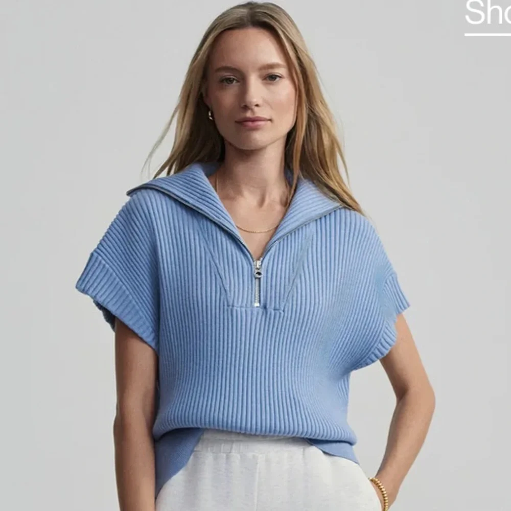 NWT Varley Rory Half zip knit - Ashley Blue -XS - Picture 2 of 11